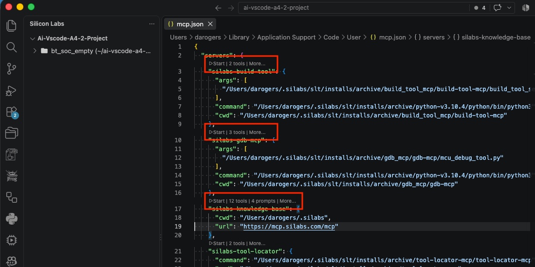 MCP Open User Configuration in the Command Palette