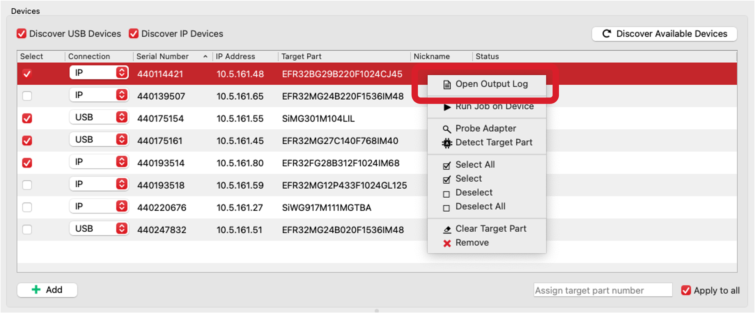 Open Output Log