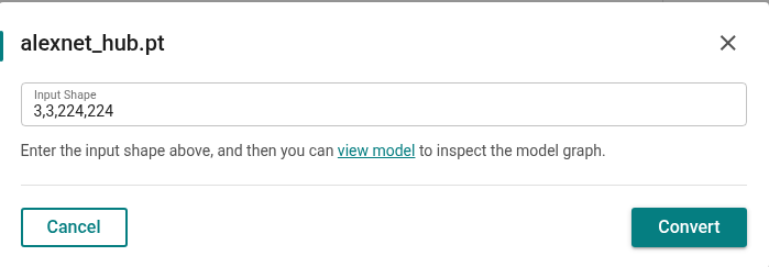 PyTorch model with input shape