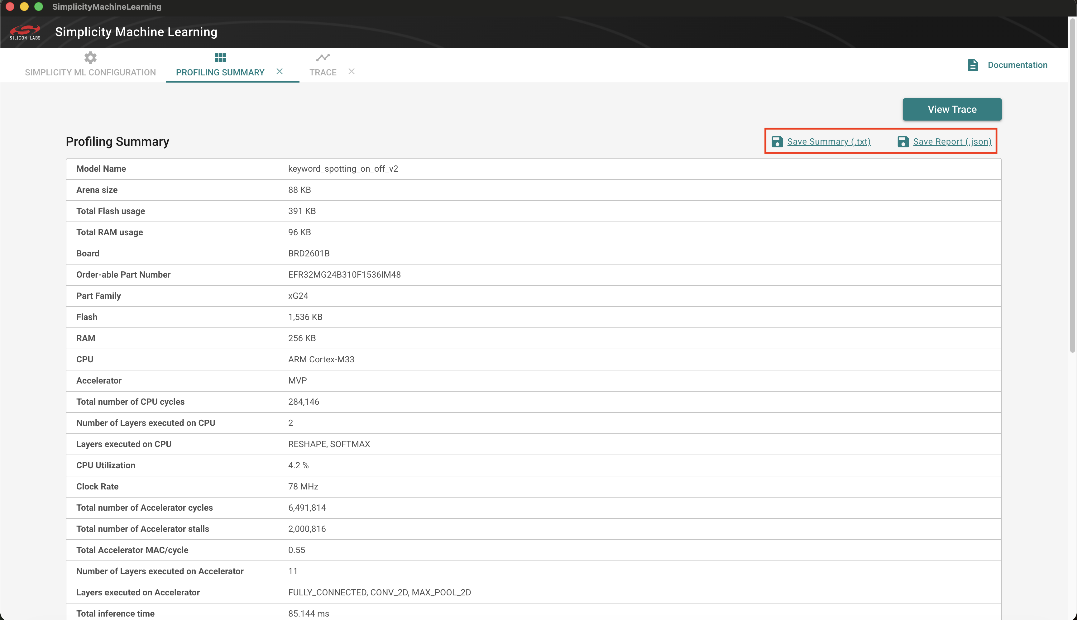 Profiling Summary Tab 1