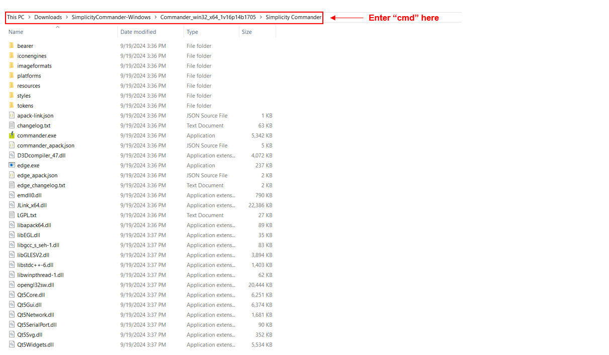 Path to Commander CLI in the Standalone Simplicity Commander Installation Directory