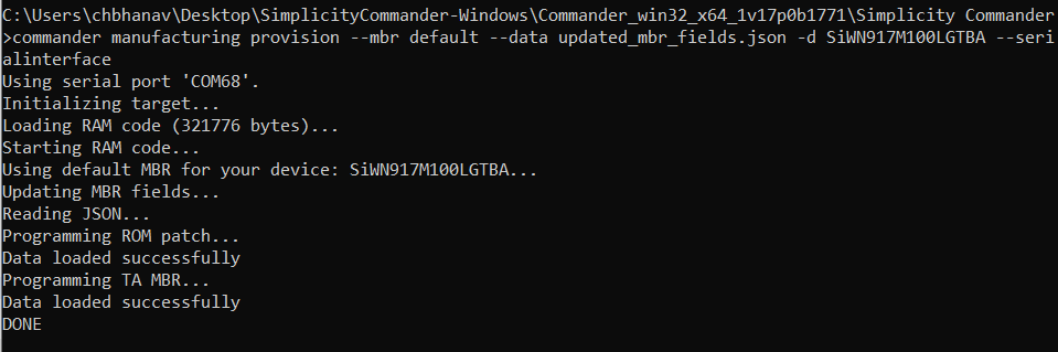 Updated Boot Settings in MBR