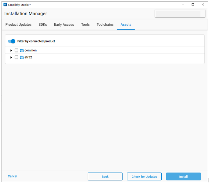 launcher package manager tab assets filtered