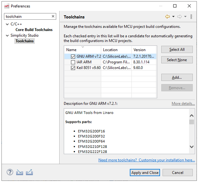 tips toolchains