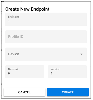 Zigbee Cluster Configurator opening tab with one endpoint