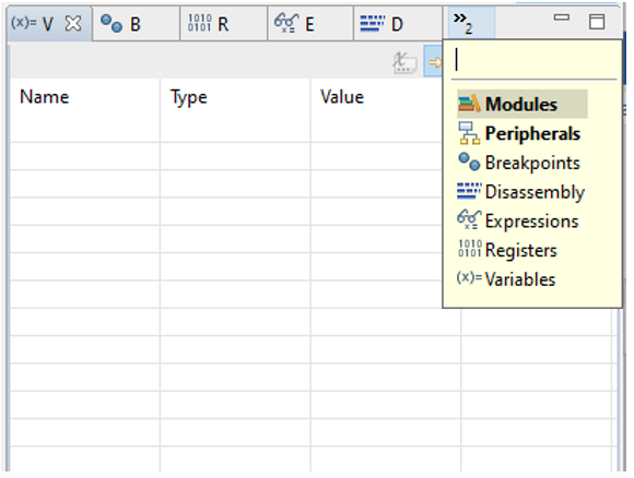 debug GDB right pane