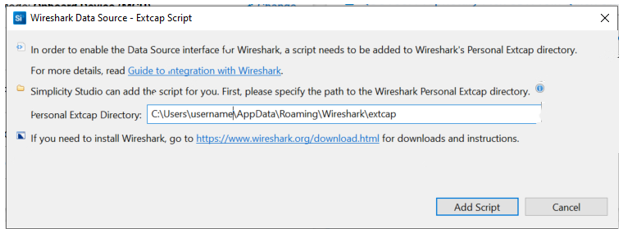 Wireshark script location