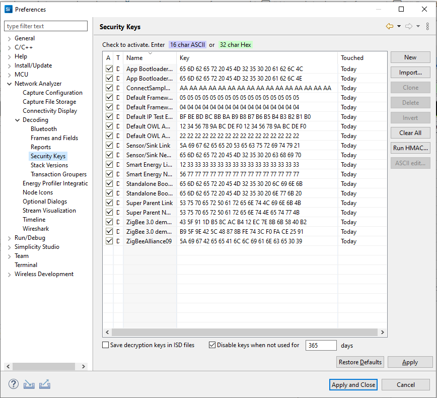 Decoding preferences security keys