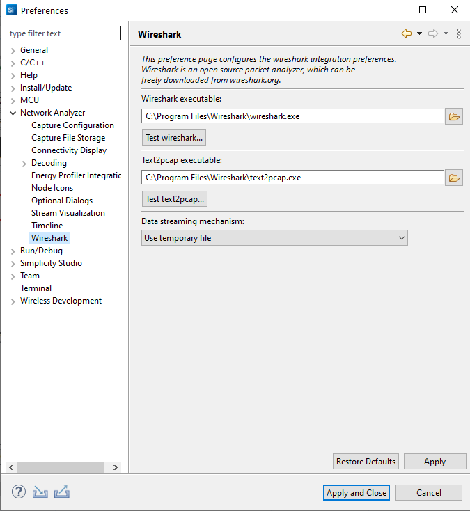 Wireshark Preferences