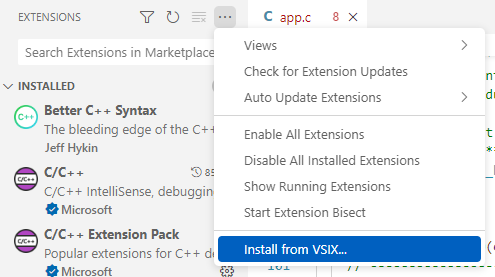 VS Code install from vsix