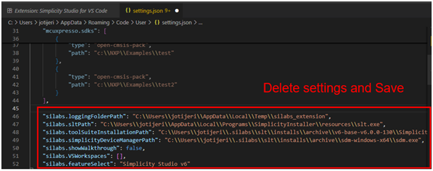 Delete settings