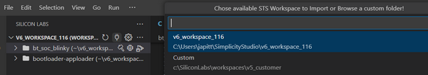 The contents of a folder loaded into the workspace view after a new workspace is selected