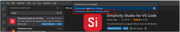 Preferences Open User Settings