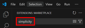 The Search field at the top of the Extensions panel in VS Code