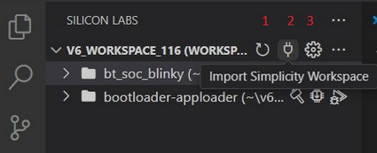 The Workspace toolbar showing the Refresh, Import Workspace, and Settings icons