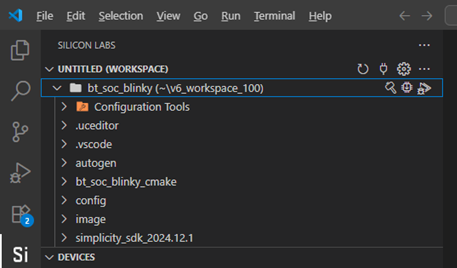 Build, Flash, and Debug icons
