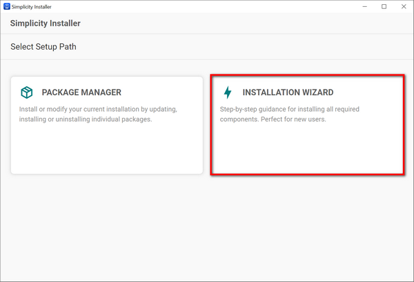 Installation Wizard tile in Simplicity Installer