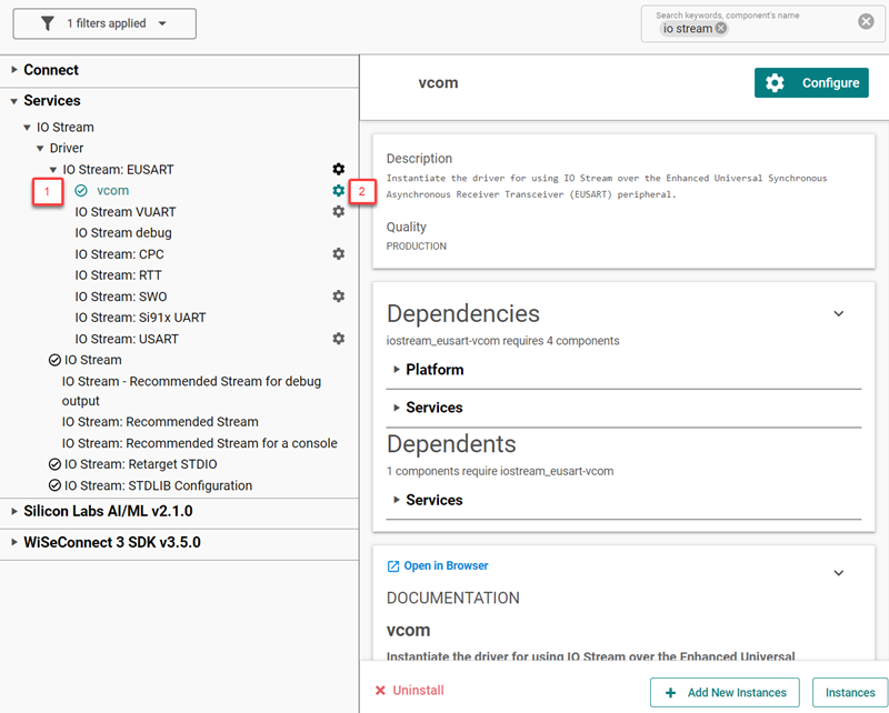 new project project config component detail