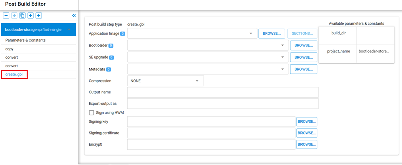 post build editor create_gbl