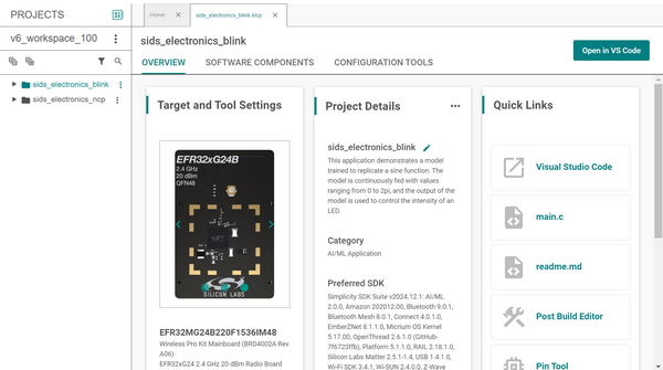 Example of a project open in the Project Configurator