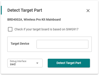 Look for devices dialog for an SiWG917 device