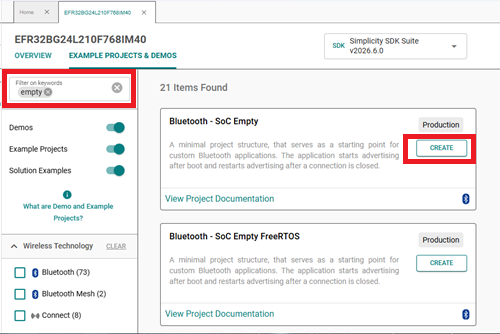 Board-independent Empty sample applications