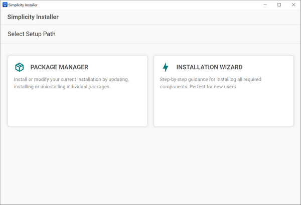pop-up window for Simplicity Installer