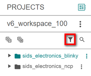 The Filter icon at the top right of the left panel on the Projects page