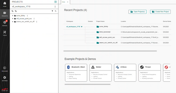 The Projects page, which is also known as the Project Explorer