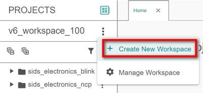 The Create New Workspace option in the workspaces menu