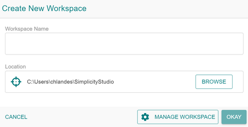 The Create New Workspace window