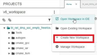 The Create New Workspace option in the workspaces menu