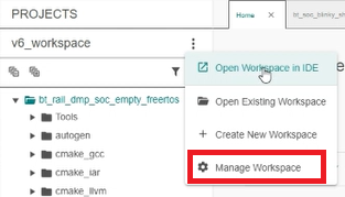 The Manage Workspace option in the workspaces menu