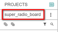 A new workspace named, super_radio_board, displayed at the top of the left panel on the Projects page.