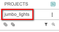 A workspace named, jumbo_lights, displayed at the top of the left panel on the Projects page.