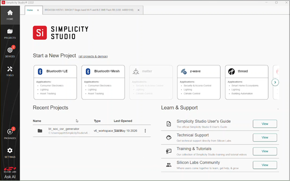 Simplicity Studio Home page