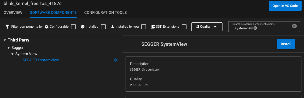 SEGGER SystemView component in Simplicity Studio
