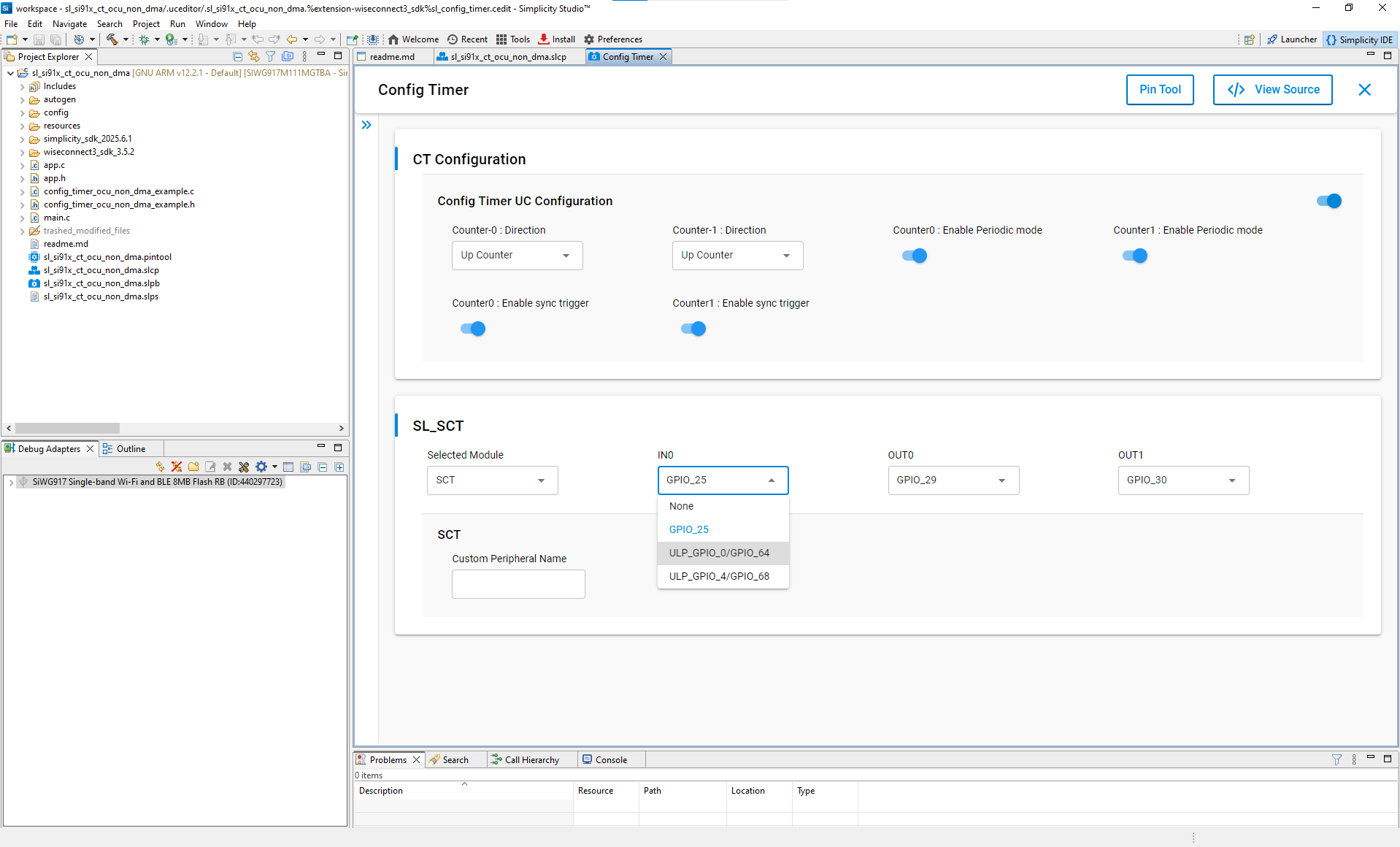 Pin Selection via Dropdown