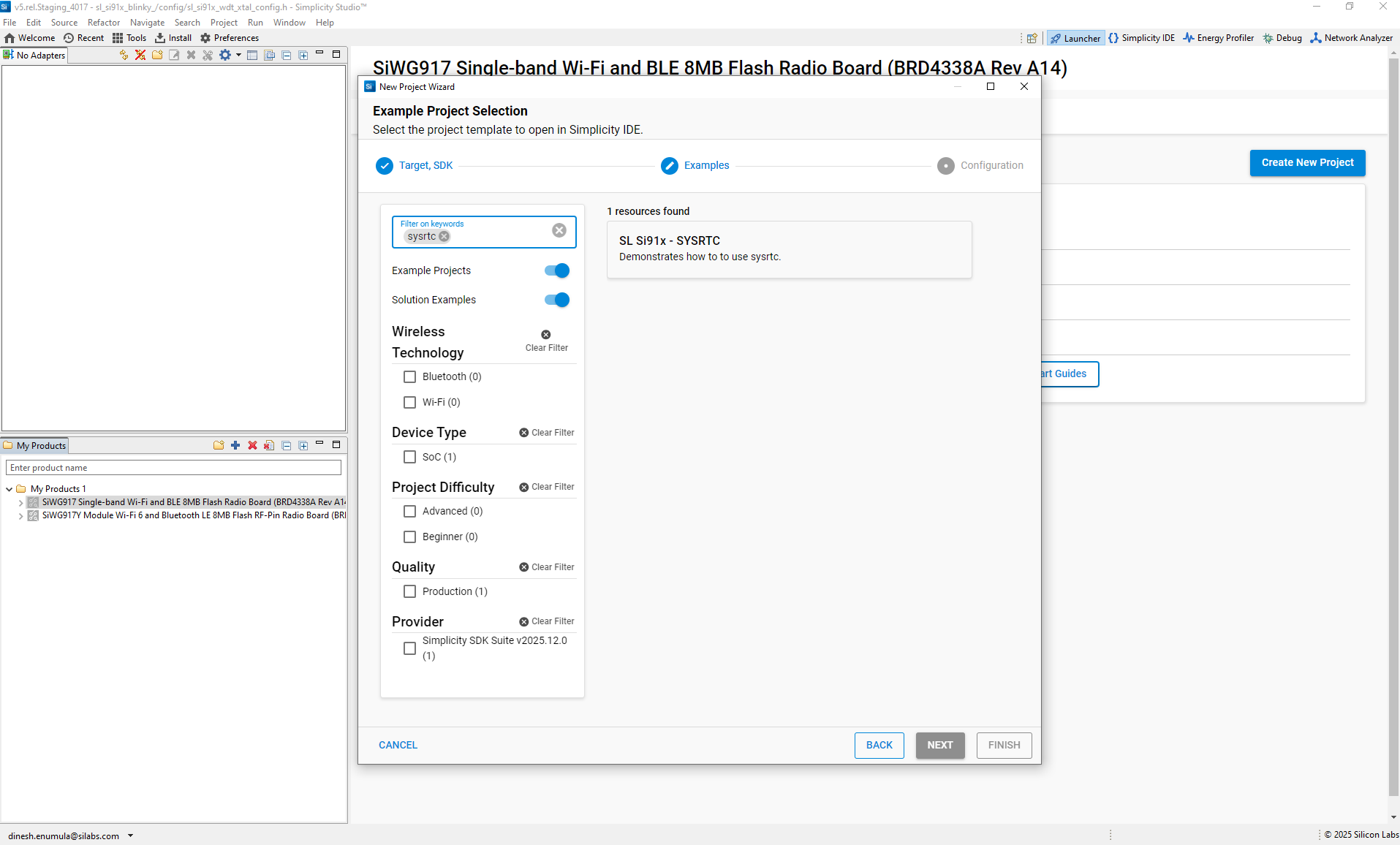SYSRTC Example selection