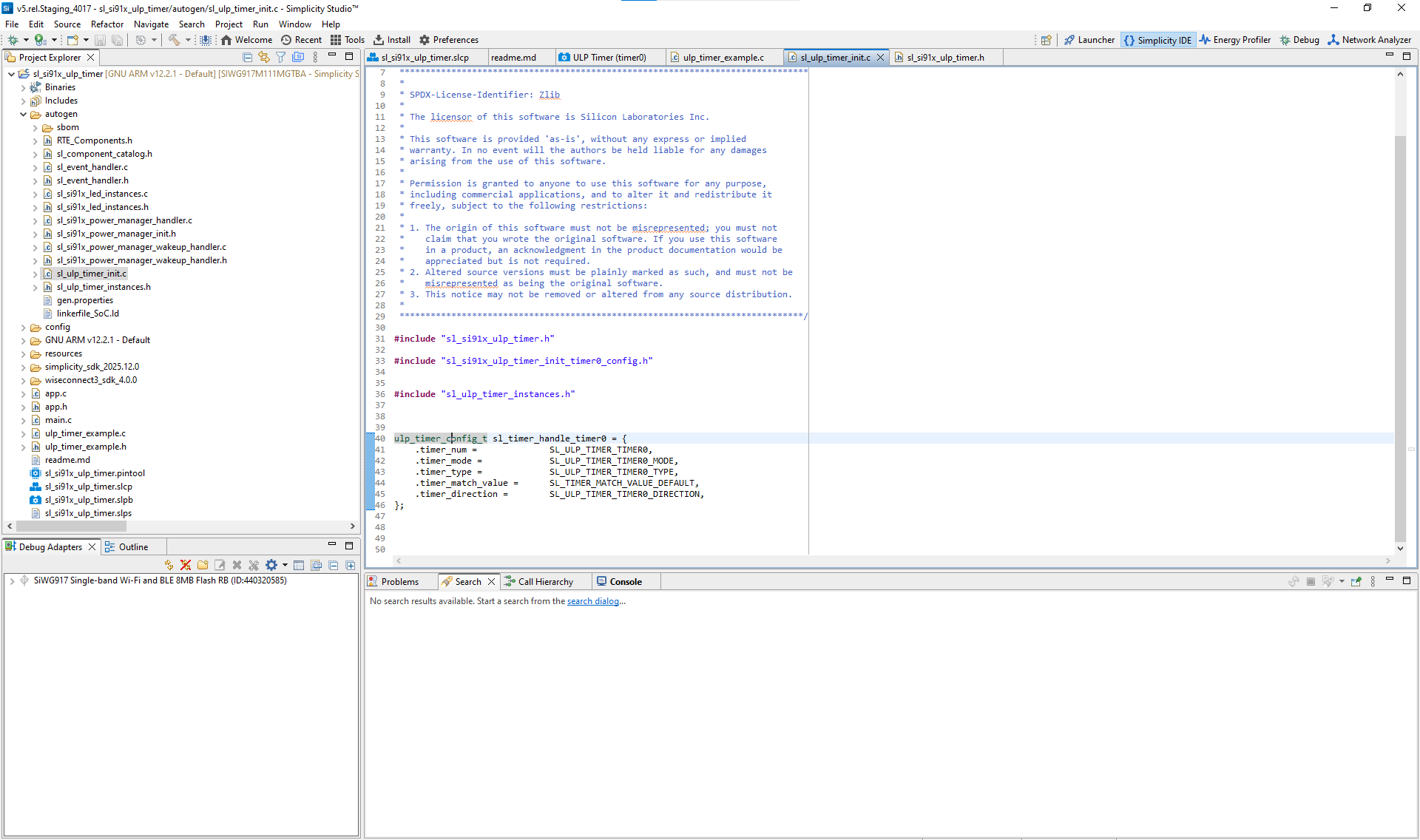ULP Timer autogen config