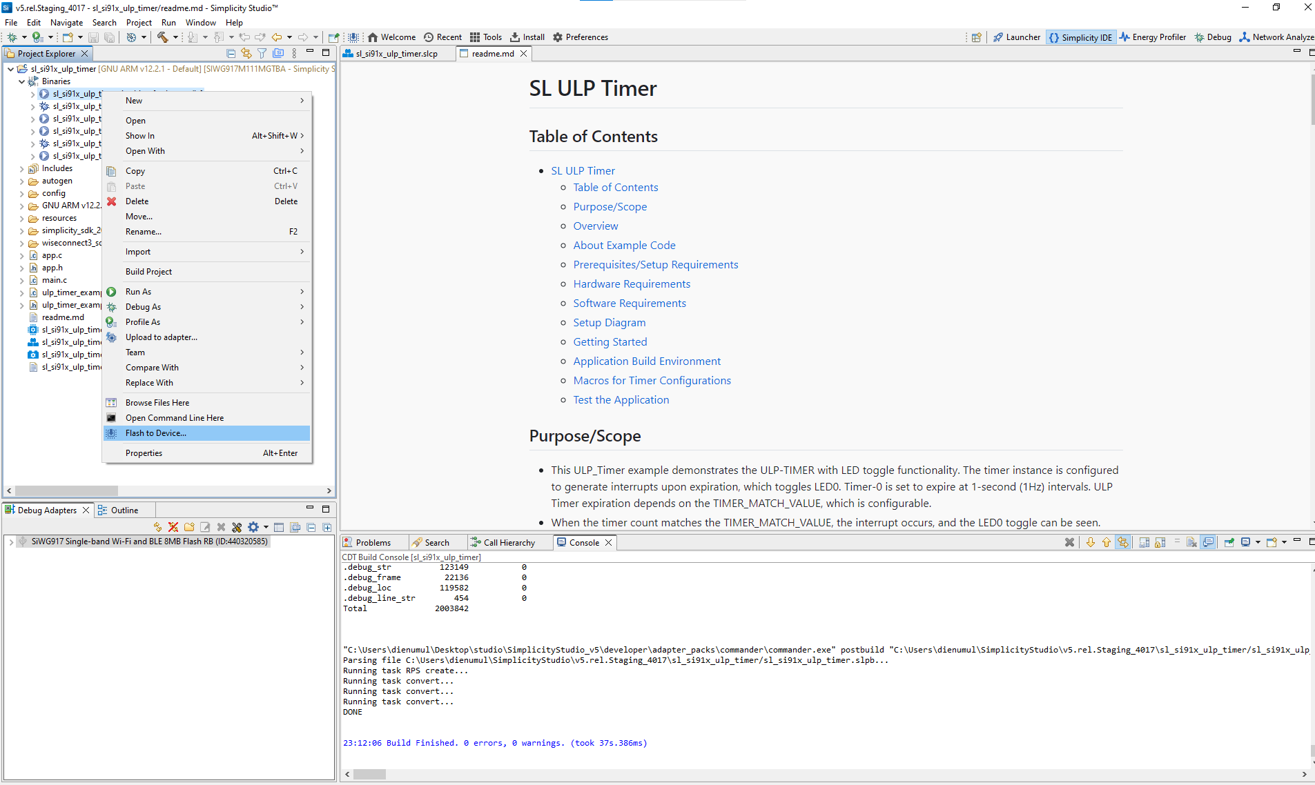 ULP Timer flash device