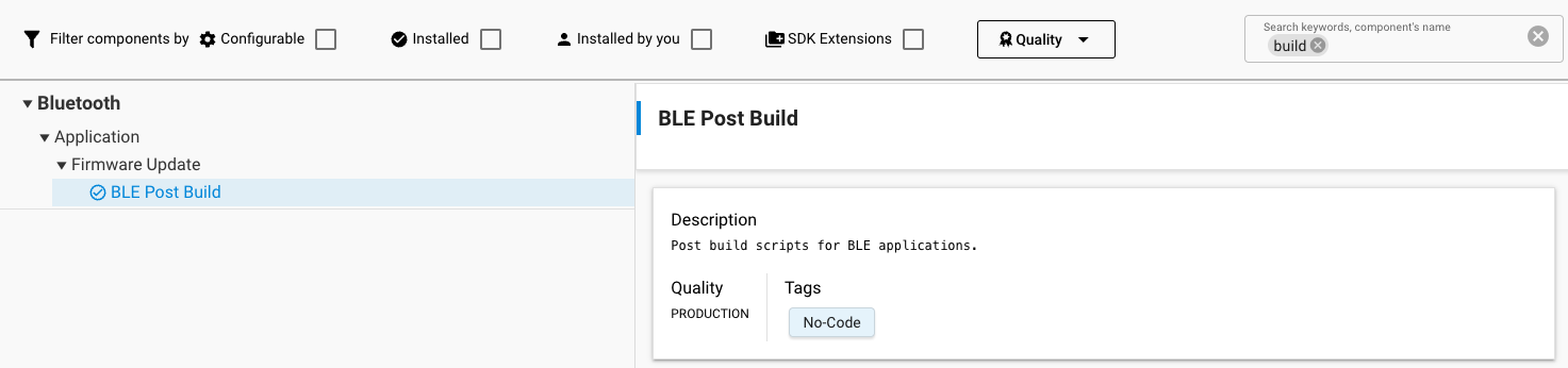 BLE Post Build component