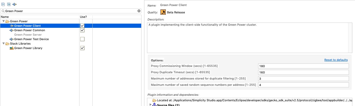 Green Power Client Plugin Options