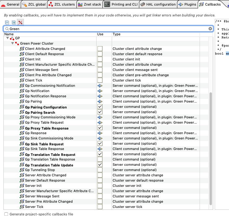 Green Power Cluster Command Callbacks