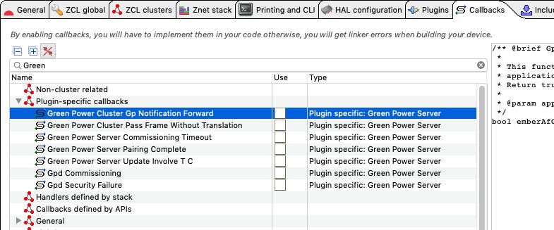 Green Power Server Application Callbacks