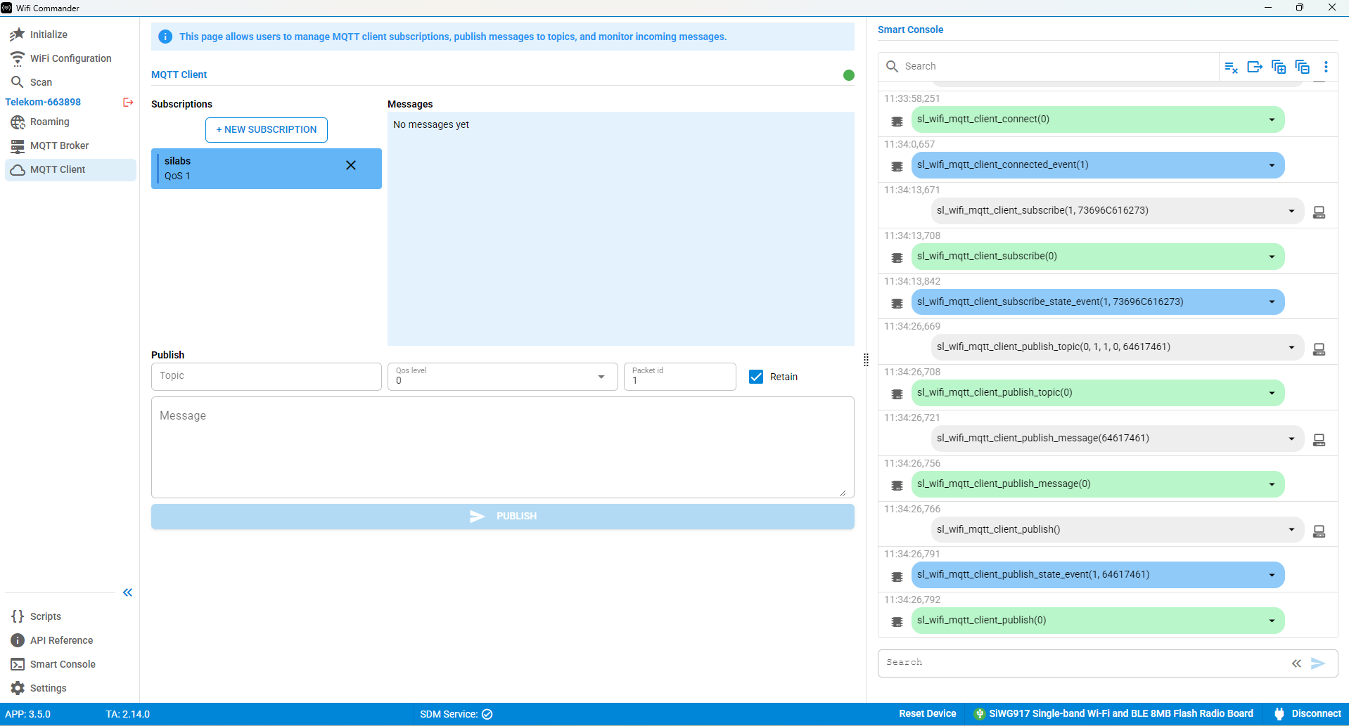 MQTT Client page