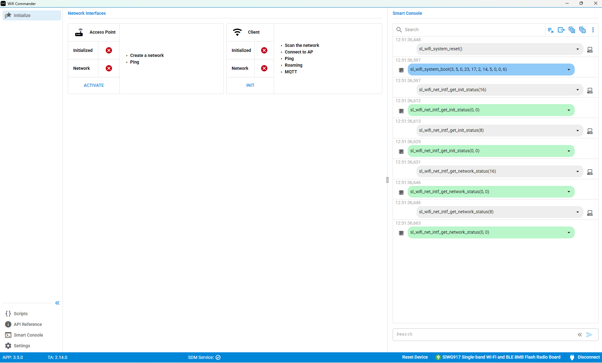 Initialize Device page