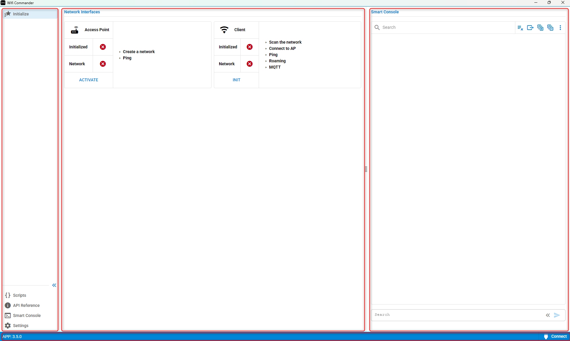 Wi-Fi Commander UI areas
