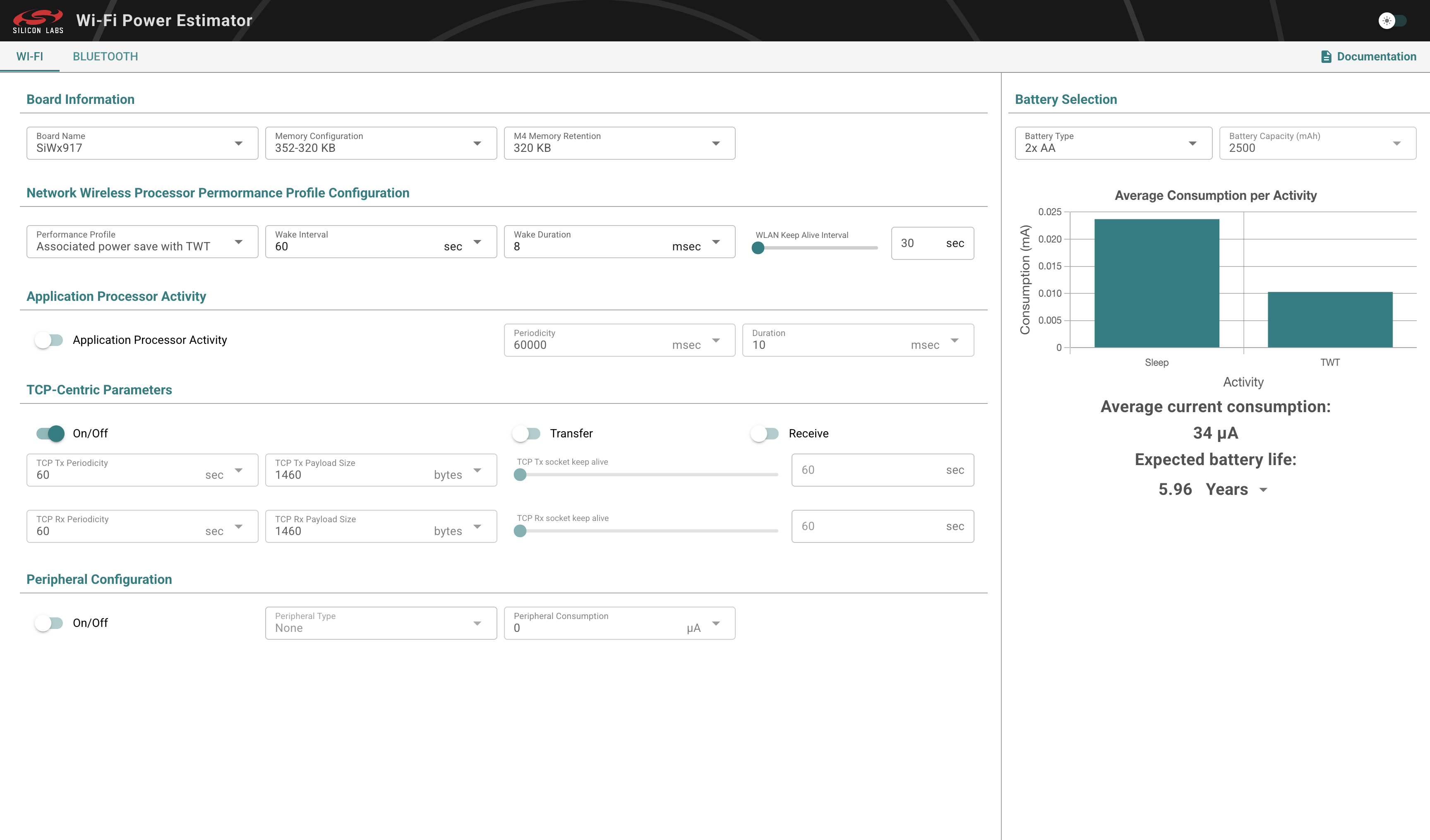 Simplicity Power Estimator Interface