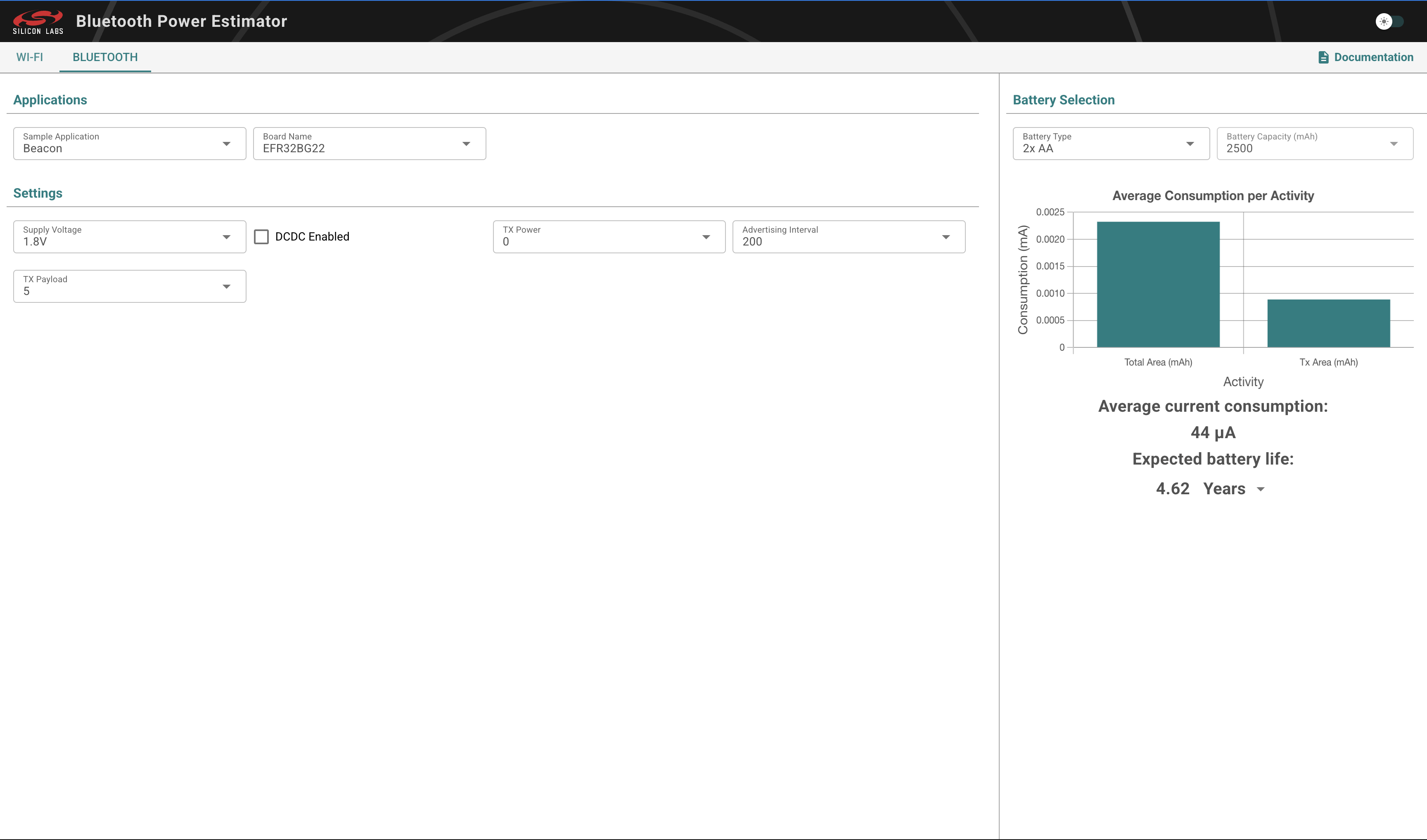 Simplicity Power Estimator Interface